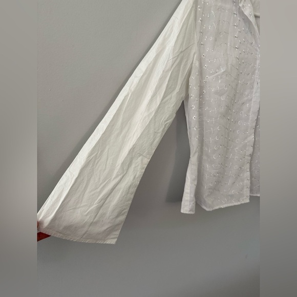 VTG Star City Embroidered Floral Button Up Blouse Long Sleeve White Size S M - Picture 2 of 8